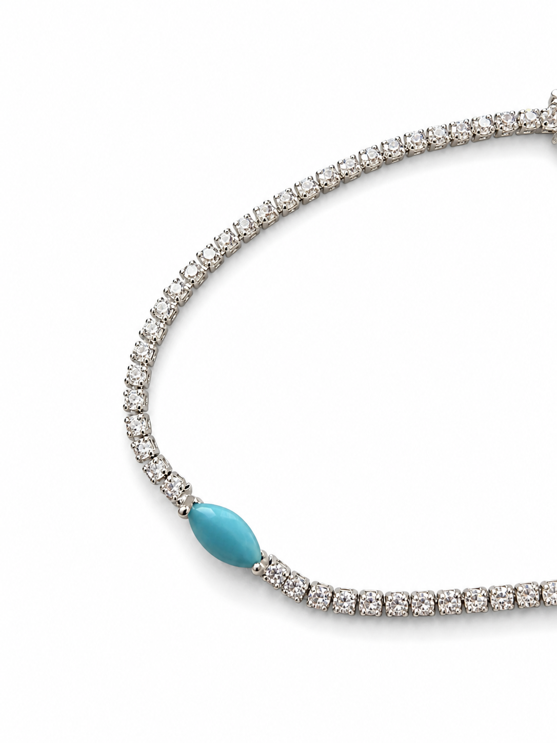 Silver Turquoise Marquise Crystal Tennis Bracelet