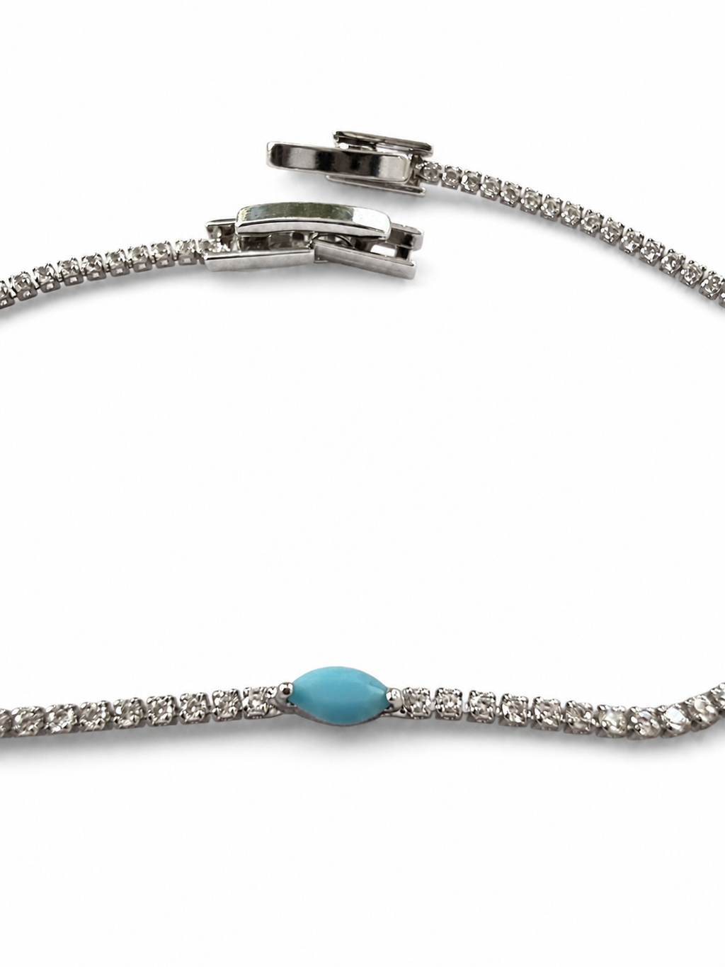 Silver Turquoise Marquise Crystal Tennis Bracelet