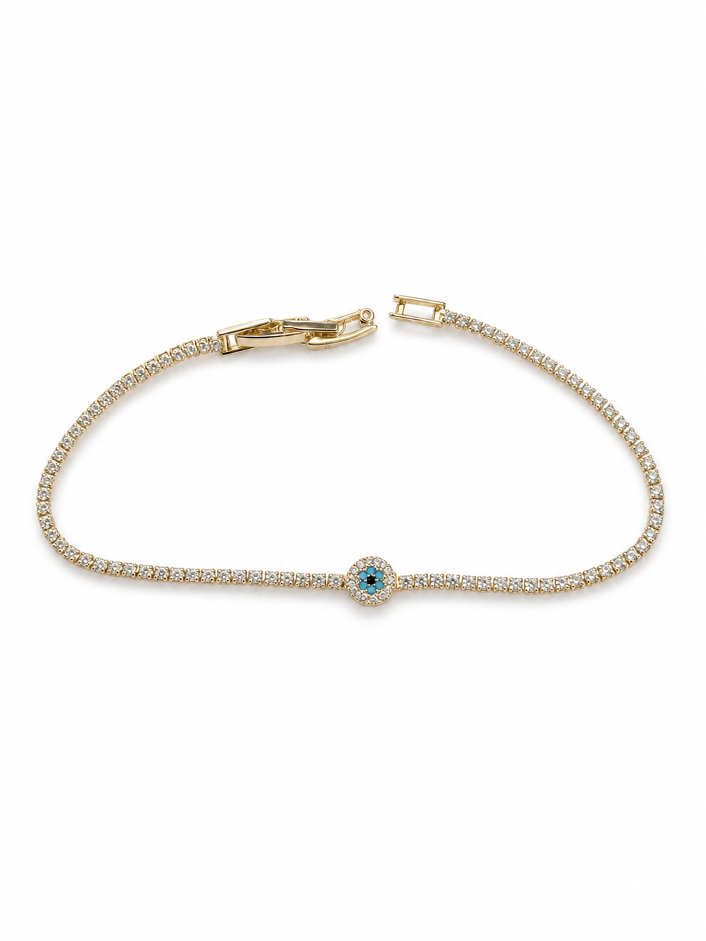 Turquoise Floral Crystal Tennis Bracelet